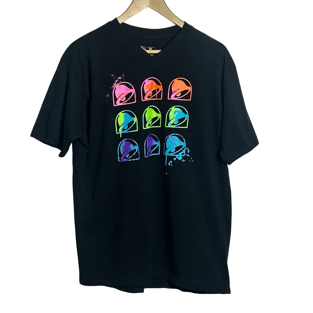 Taco Bell Graphic T Shirt Men's Size Medium Neon Bell‎ Logo Workwear Uniform